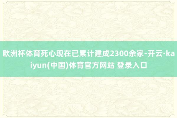 欧洲杯体育死心现在已累计建成2300余家-开云·kaiyun(中国)体育官方网站 登录入口