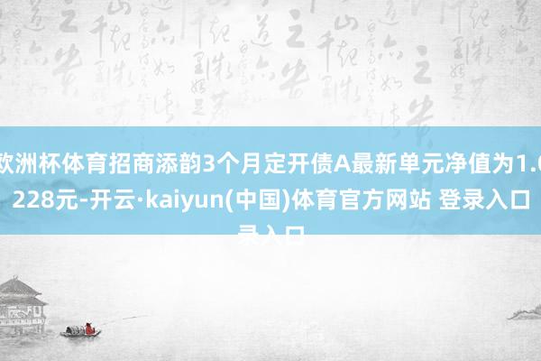 欧洲杯体育招商添韵3个月定开债A最新单元净值为1.0228元-开云·kaiyun(中国)体育官方网站 登录入口