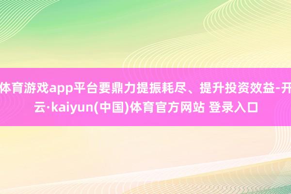 体育游戏app平台要鼎力提振耗尽、提升投资效益-开云·kaiyun(中国)体育官方网站 登录入口