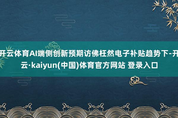 开云体育AI端侧创新预期访佛枉然电子补贴趋势下-开云·kaiyun(中国)体育官方网站 登录入口