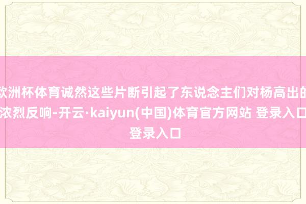 欧洲杯体育诚然这些片断引起了东说念主们对杨高出的浓烈反响-开云·kaiyun(中国)体育官方网站 登录入口