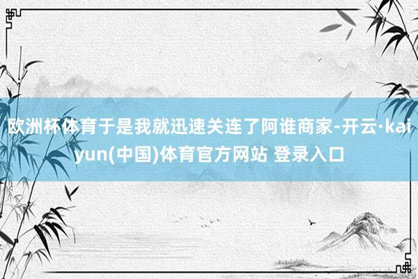 欧洲杯体育于是我就迅速关连了阿谁商家-开云·kaiyun(中国)体育官方网站 登录入口